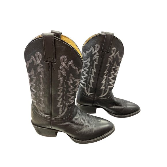 Justin Mens black leather western mid calf boots sz 9.5D SKU 9946 main image 13